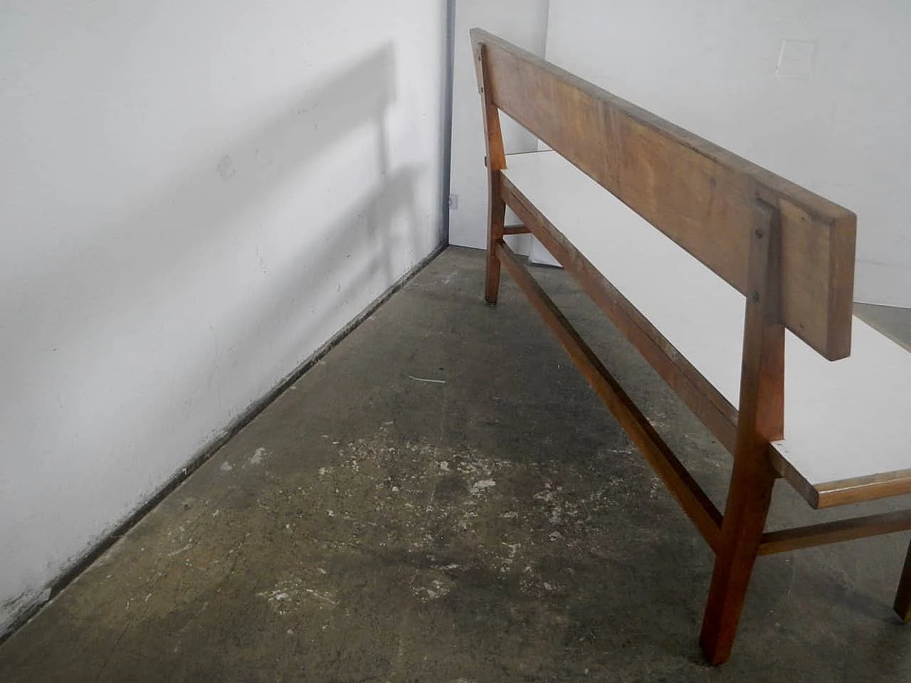 Cherry wood and formica bench, 1950s 4