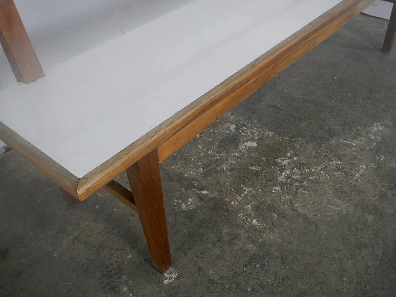 Cherry wood and formica bench, 1950s 8