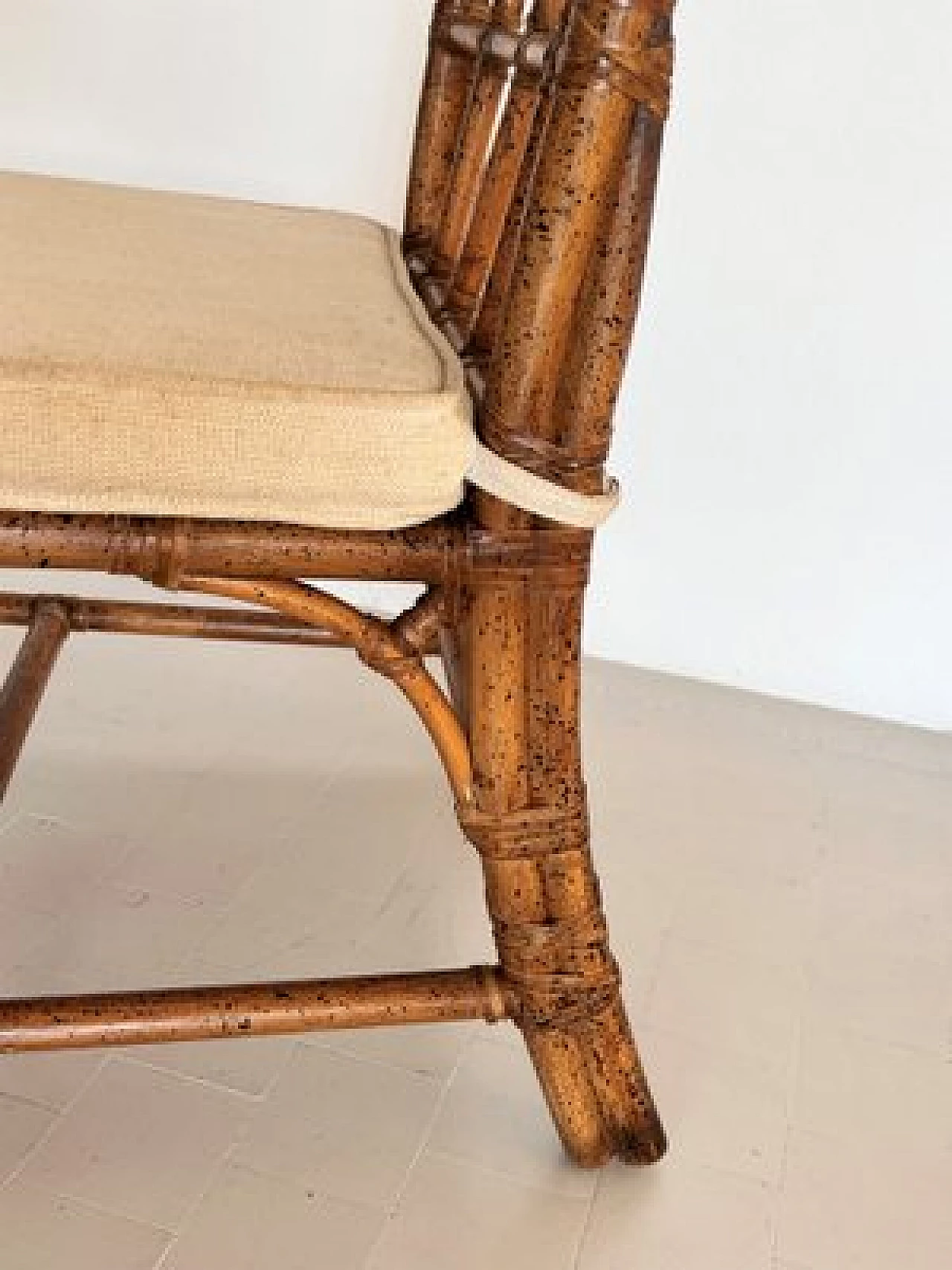 Bamboo chair with cotton cushion, 1980s 8