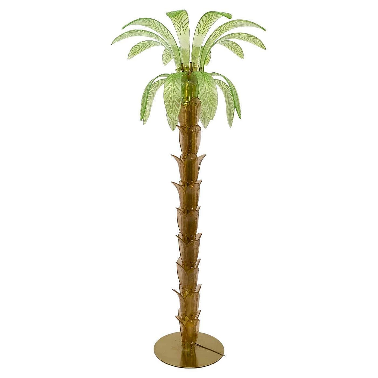 Palm-shaped floor lamp in Murano glass and brass, 1970s 1