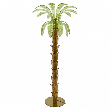 Palm-shaped floor lamp in Murano glass and brass, 1970s