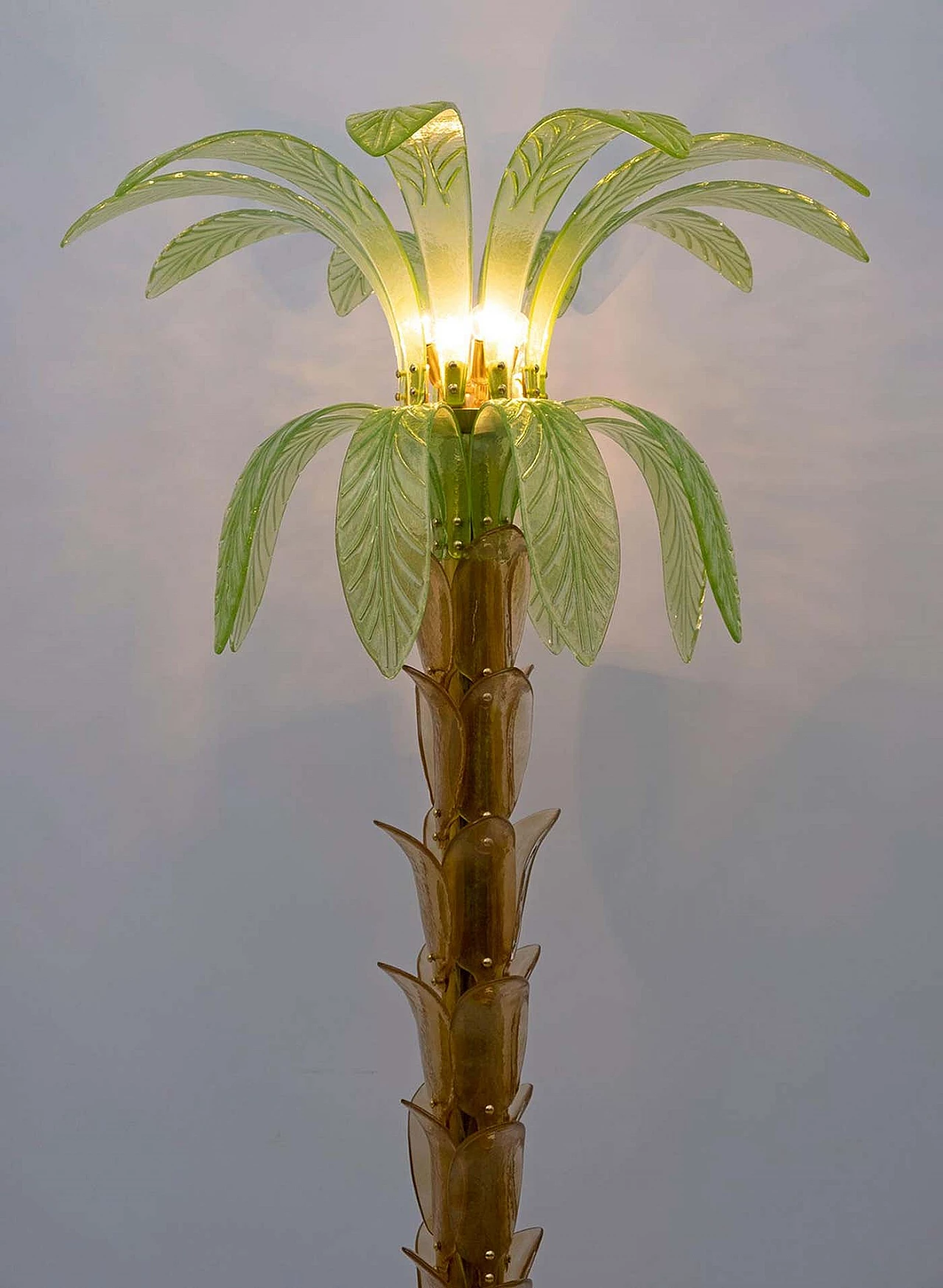 Palm-shaped floor lamp in Murano glass and brass, 1970s 2