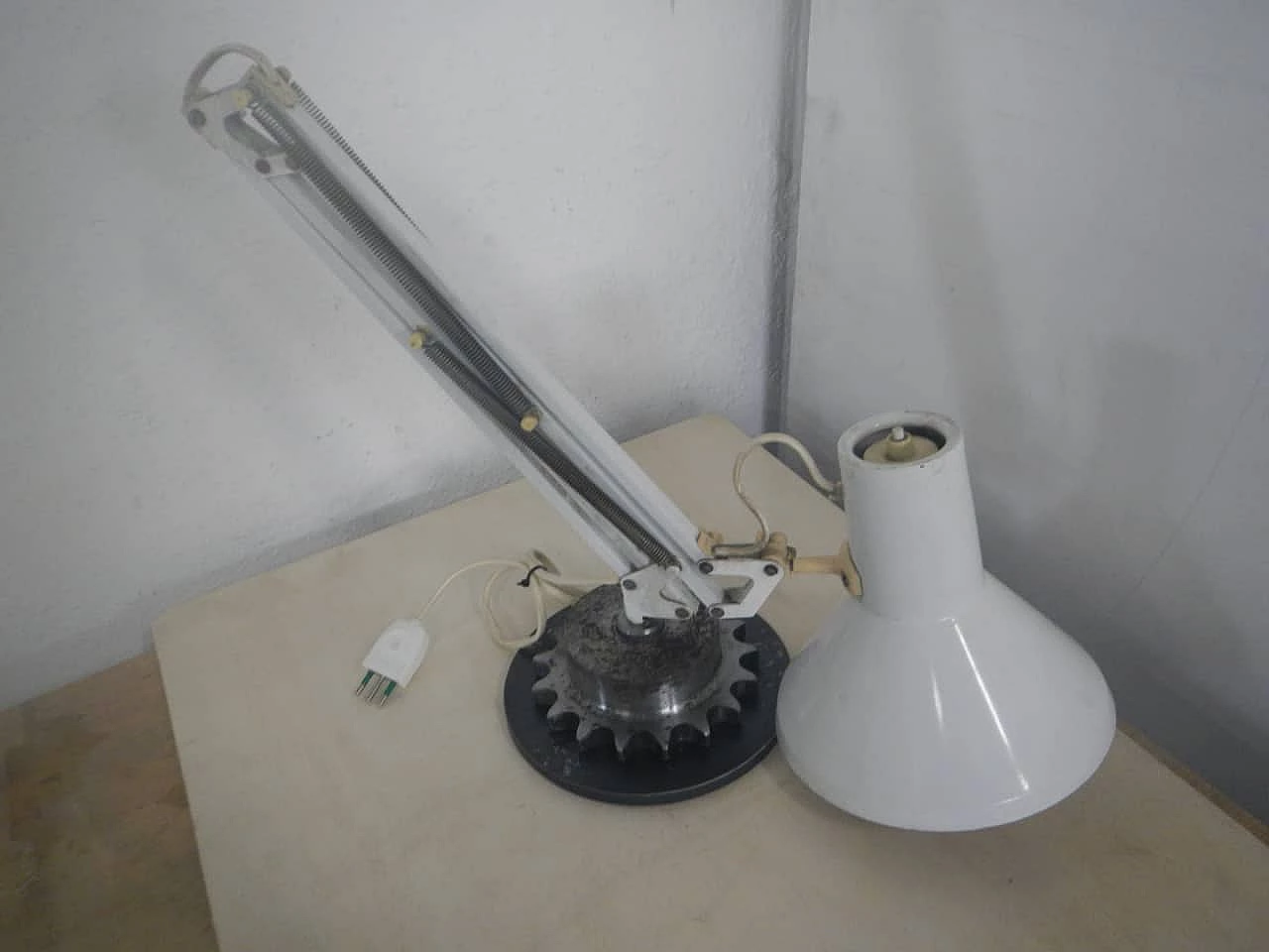 White metal table lamp by Emmedi, 1960s 3