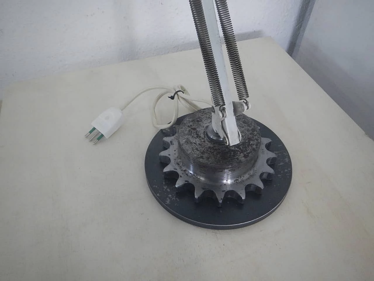 White metal table lamp by Emmedi, 1960s 7