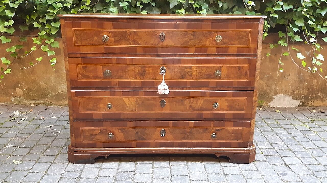 Solid walnut dresser with walnut-root panelled front, 18th century 8