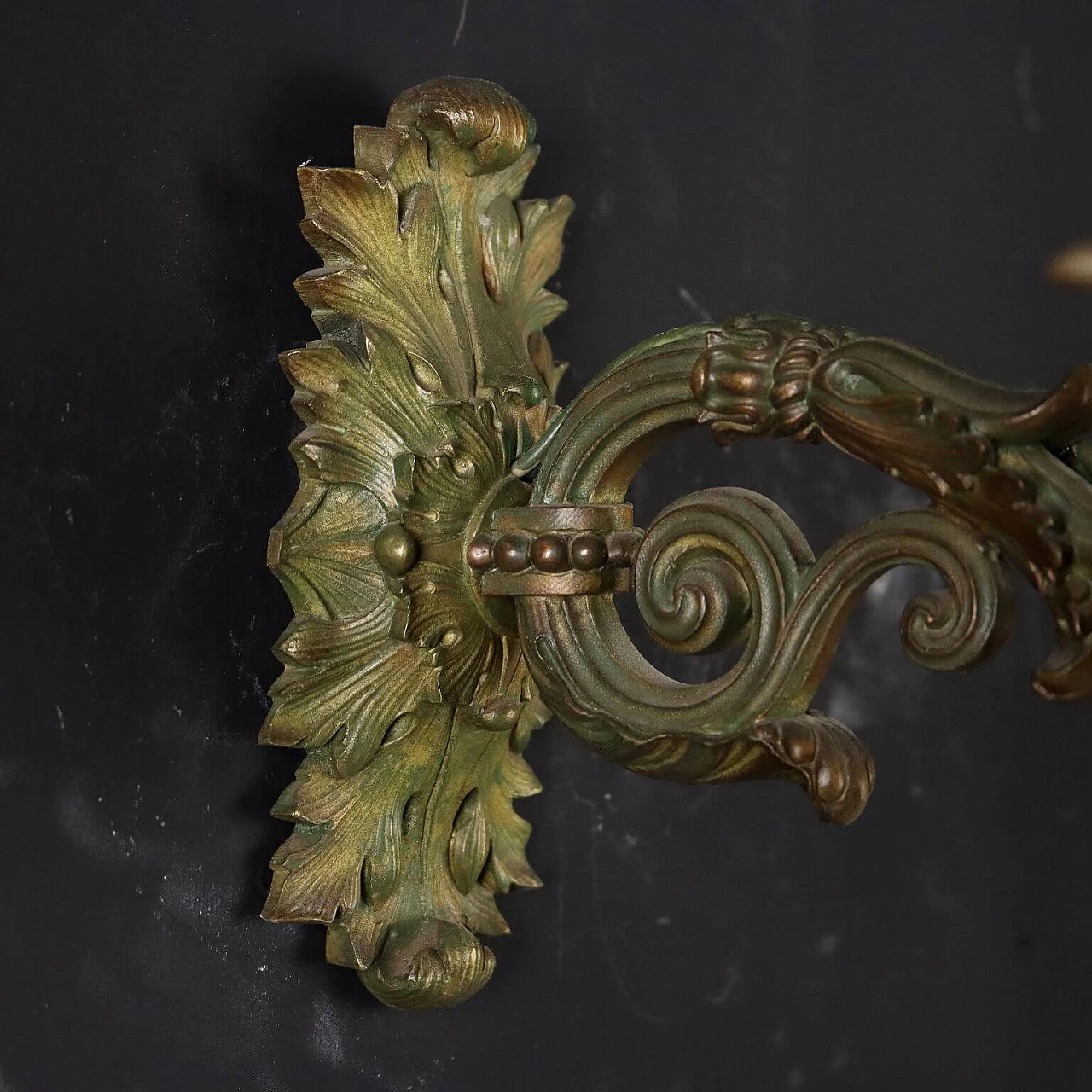 Coppia di applique stile Impero in bronzo brunito e dorato, inizio '900 7
