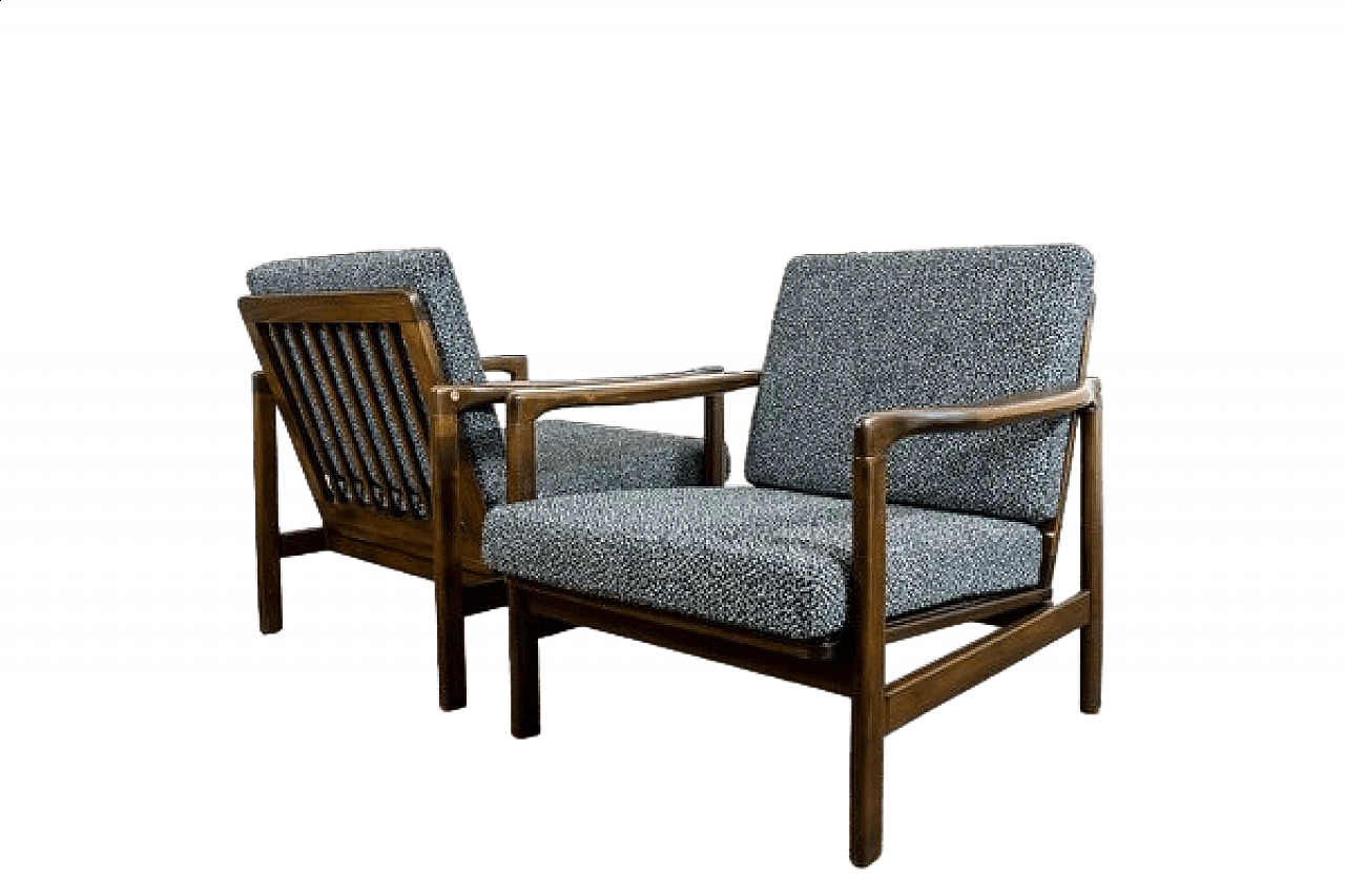 Pair of beech armchairs B-7522 by Zenon Bączyk, 1960s 29