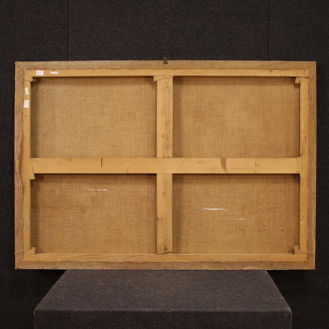 Paesaggio con figure e animali al pozzo, olio su tela, '700 7