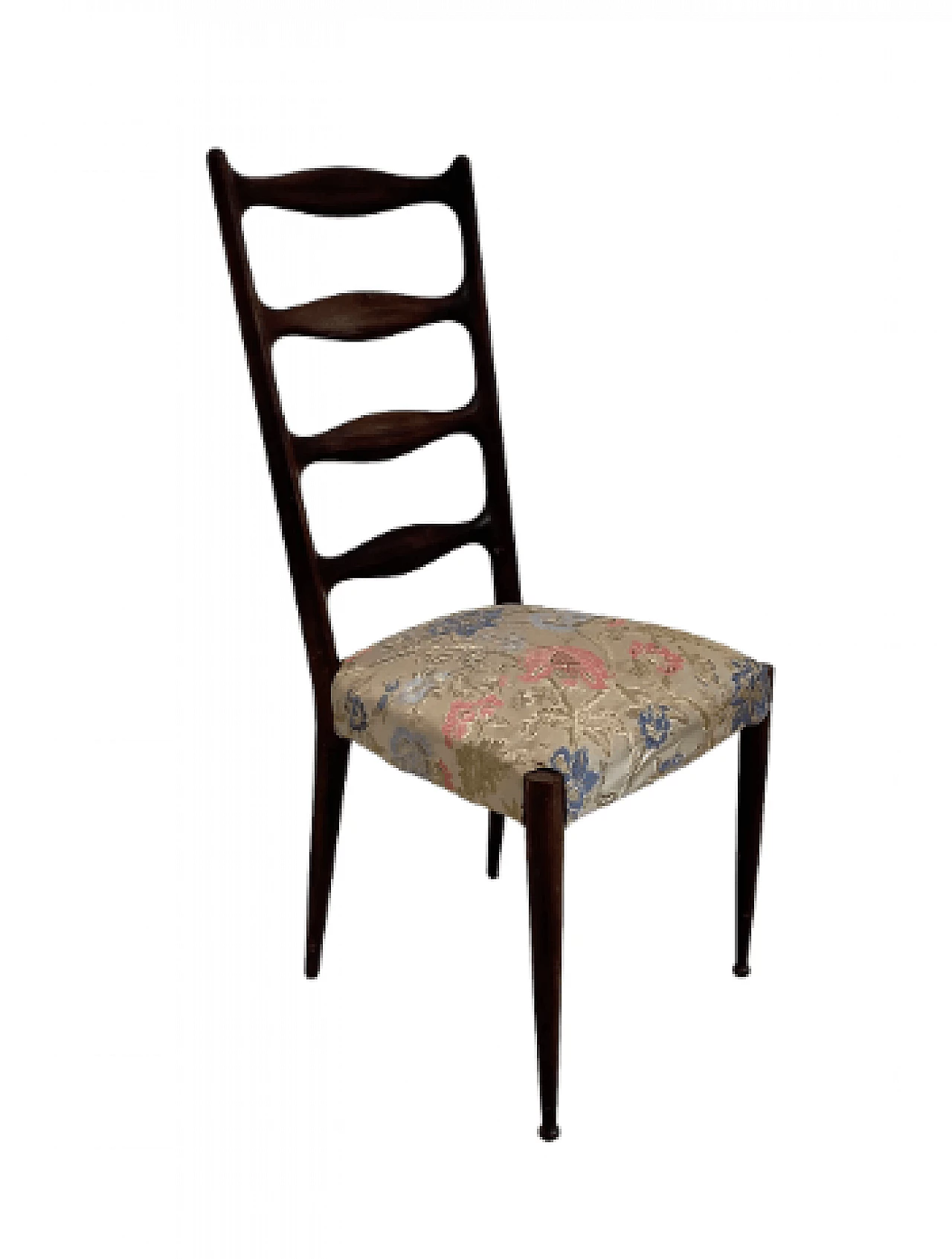 5 Sedie in mogano e tessuto di Paolo Buffa, anni '50 4