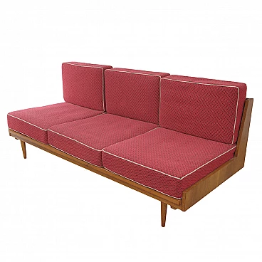 Beech and fabric sofa bed by Drevotvar, 1970s