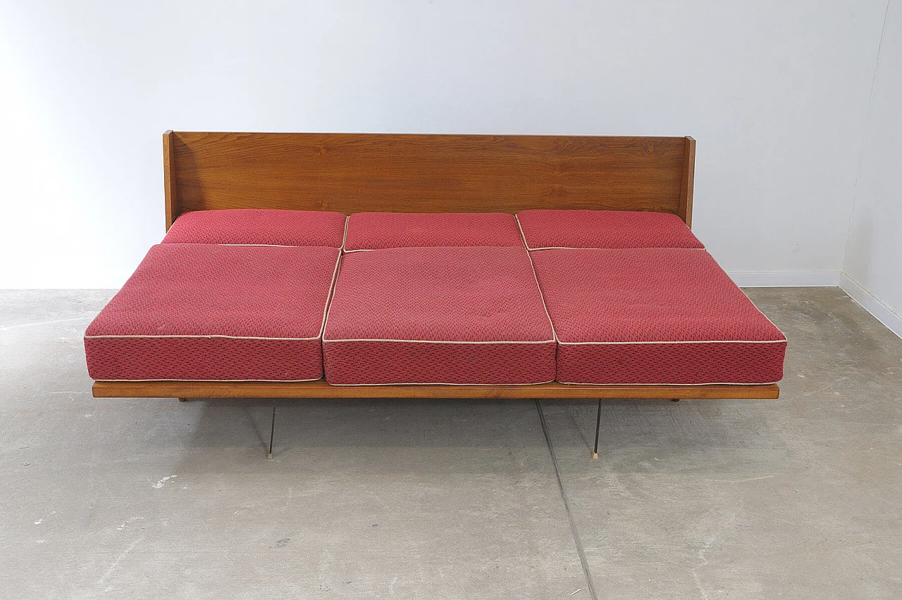 Beech and fabric sofa bed by Drevotvar, 1970s 4