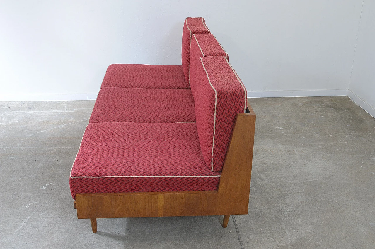 Beech and fabric sofa bed by Drevotvar, 1970s 9