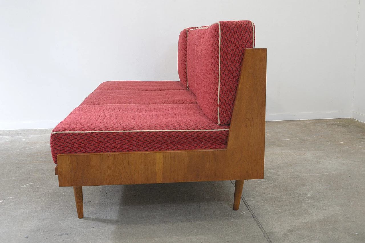 Beech and fabric sofa bed by Drevotvar, 1970s 10