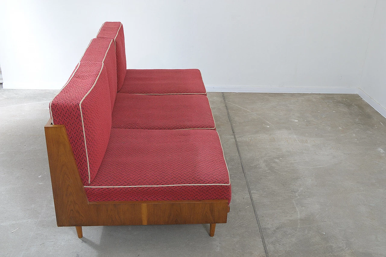 Beech and fabric sofa bed by Drevotvar, 1970s 12