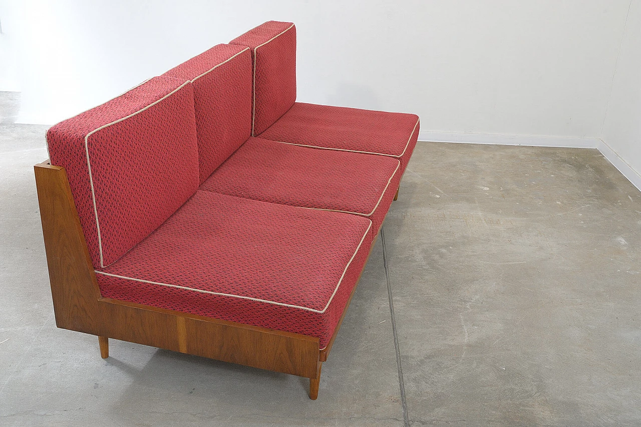 Beech and fabric sofa bed by Drevotvar, 1970s 13