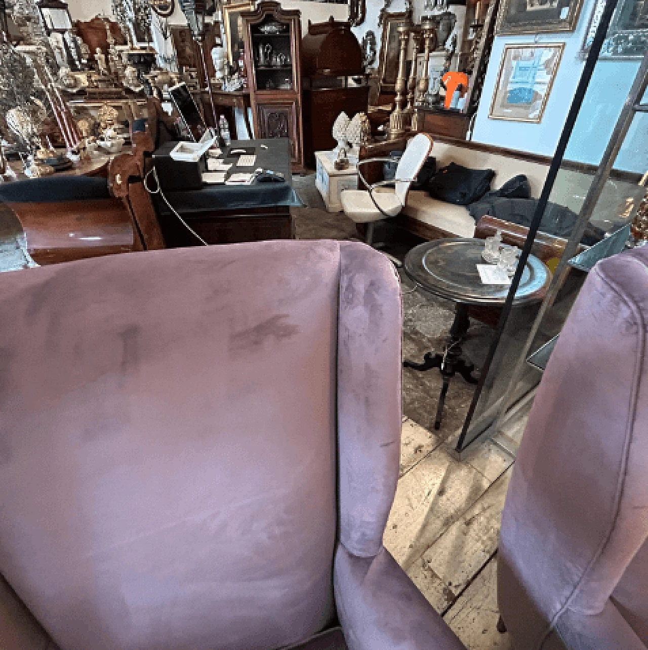 Pair of wood and wisteria velvet 512 armchairs by ISA Bergamo, 1950s 6