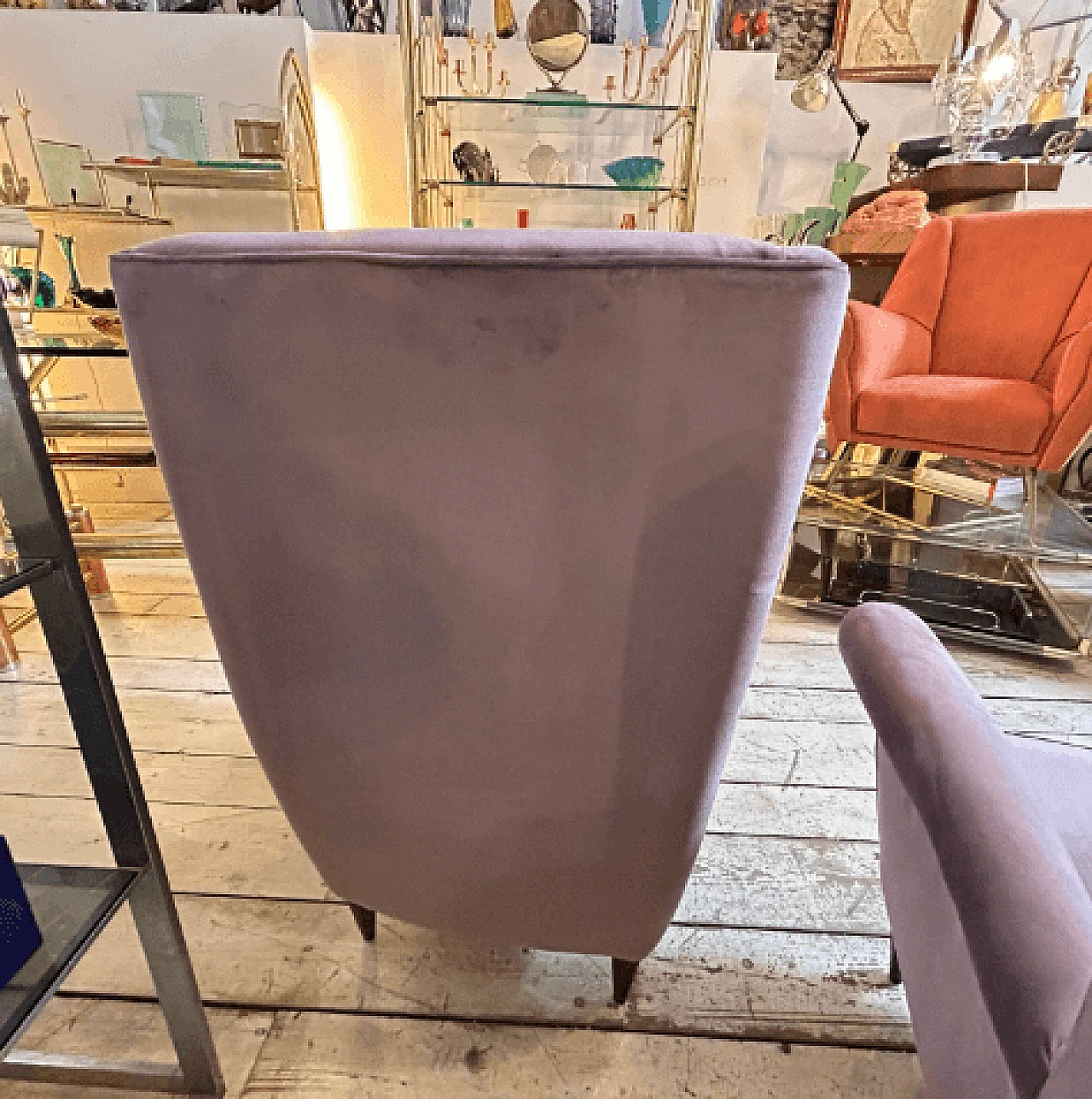 Pair of wood and wisteria velvet 512 armchairs by ISA Bergamo, 1950s 11