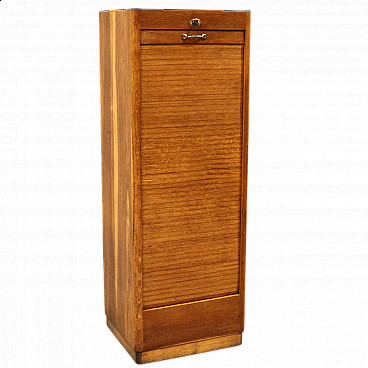 Oak single shutter filing cabinet
