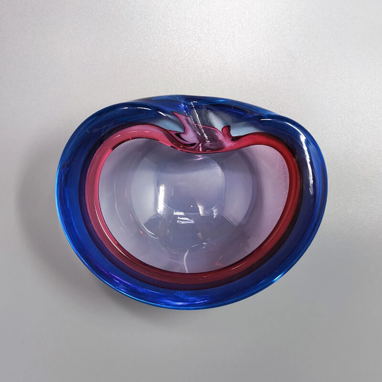 Ashtray by Flavio Poli for Seguso blue and pink, 1960s 5