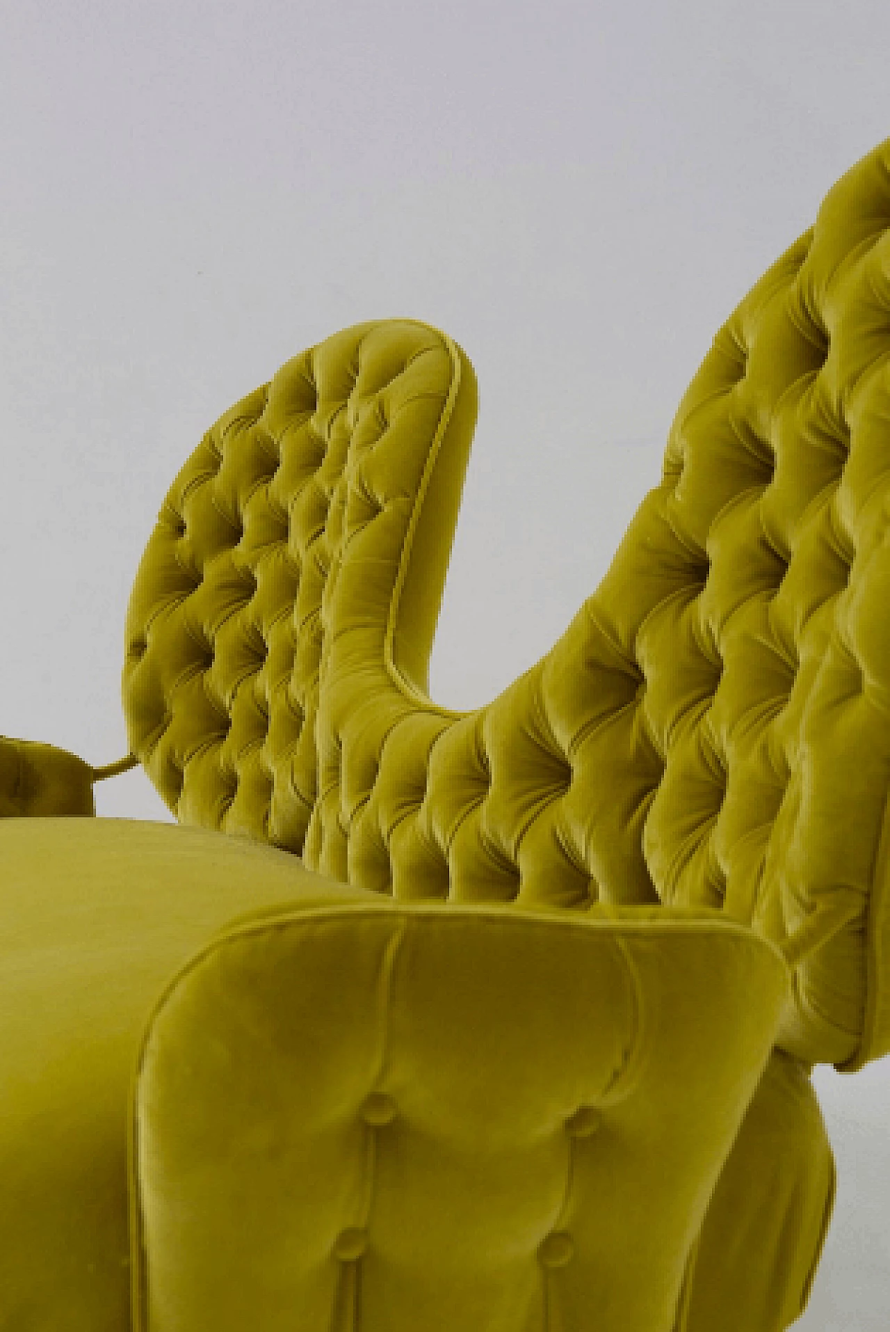 Divano in legno e velluto giallo ocra di Renzo Zavanella, anni '50 14