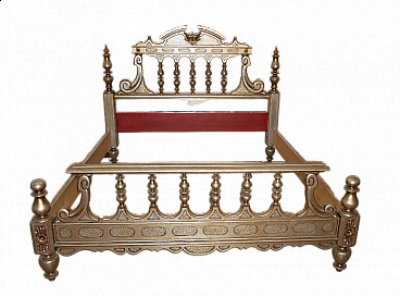 Double bed in mecca gilded wood, 1970s