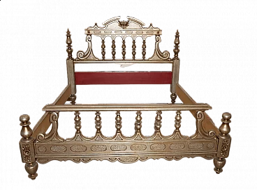 Double bed in mecca gilded wood, 1970s