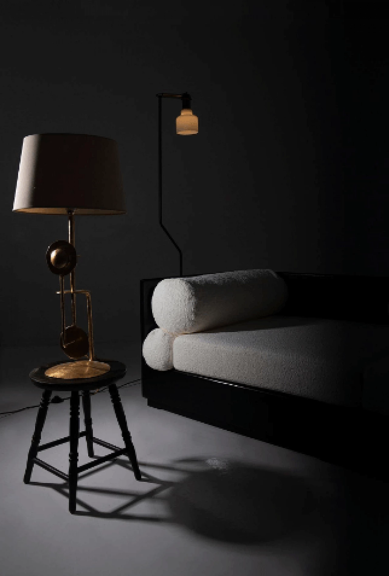 Divano letto in legno e tessuto bouclé bianco di Gavina, anni '70 2