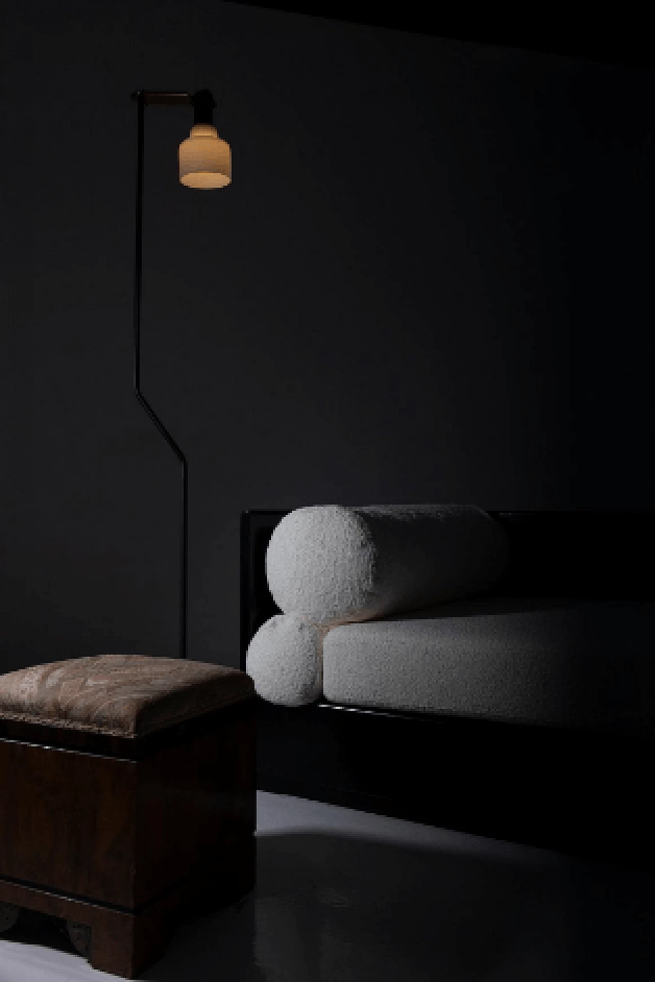 Divano letto in legno e tessuto bouclé bianco di Gavina, anni '70 3