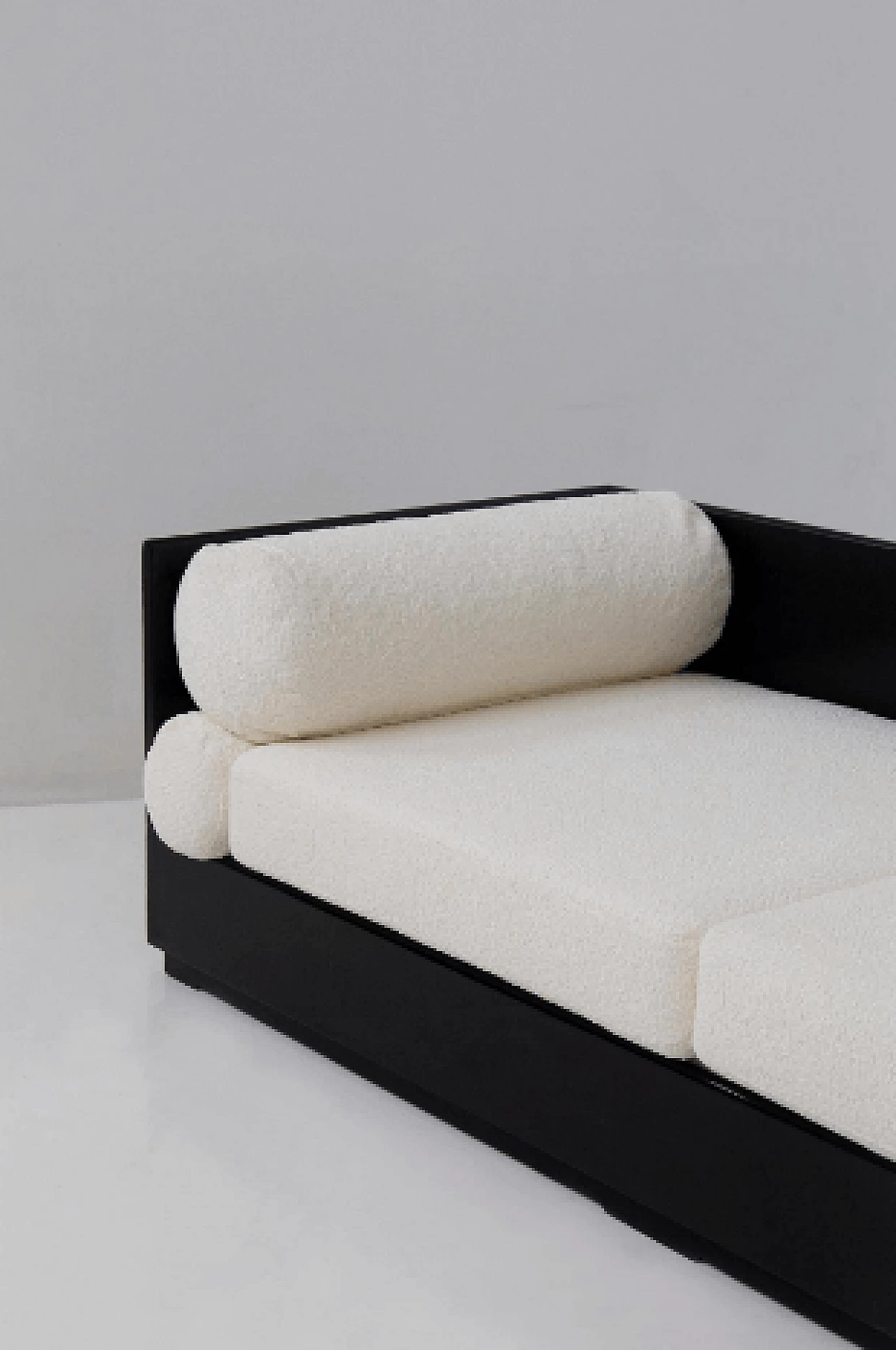 Divano letto in legno e tessuto bouclé bianco di Gavina, anni '70 5