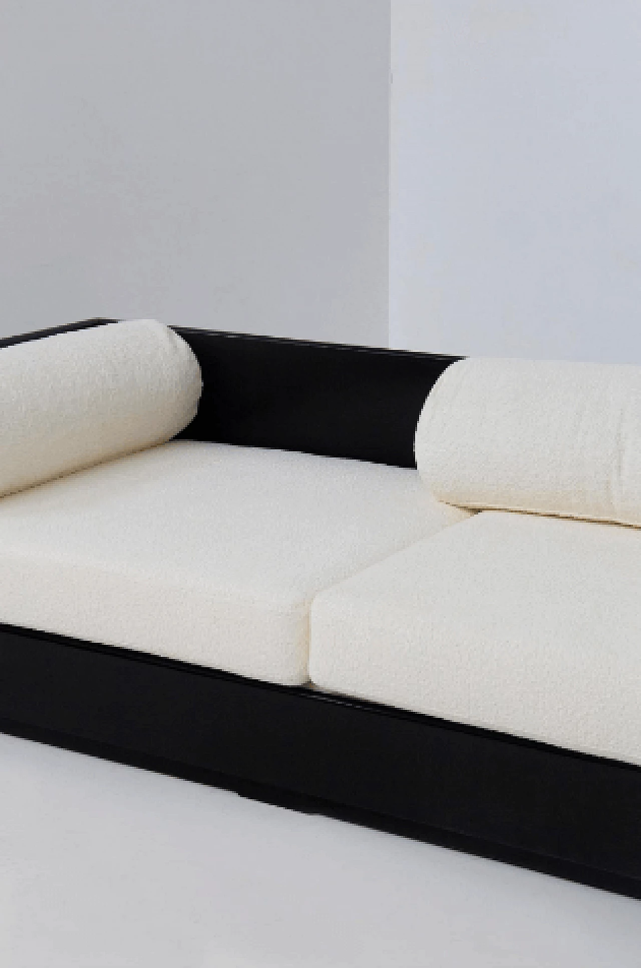 Divano letto in legno e tessuto bouclé bianco di Gavina, anni '70 7