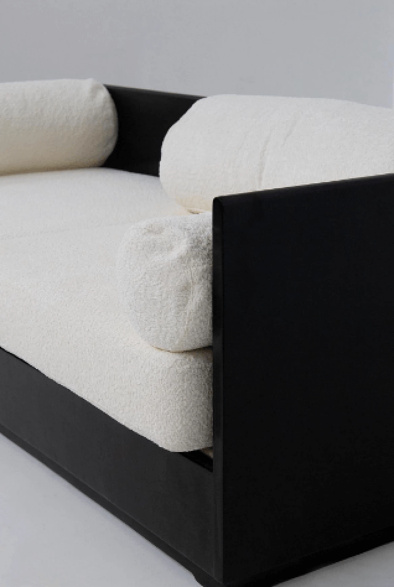 Divano letto in legno e tessuto bouclé bianco di Gavina, anni '70 8