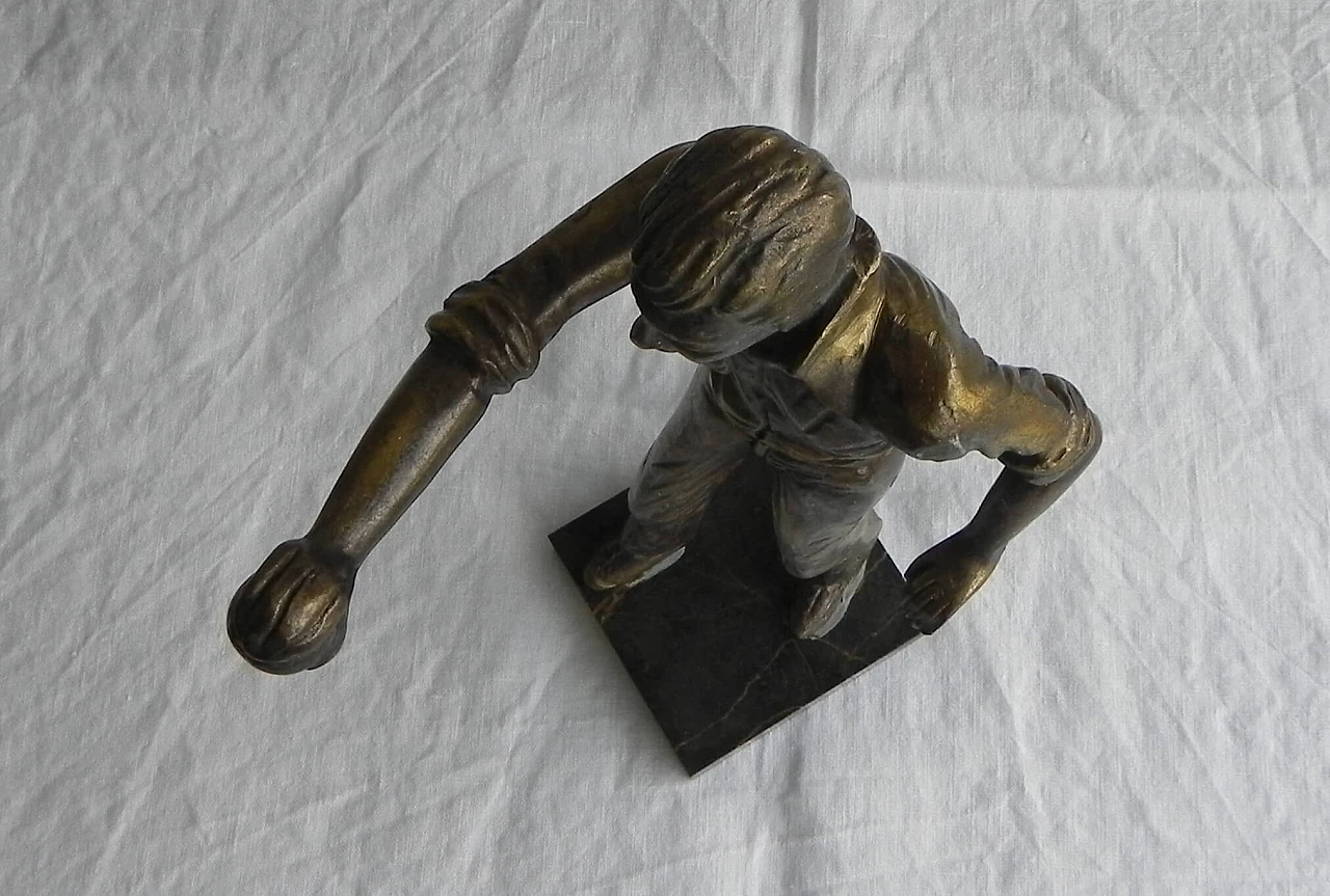 Joueures de Pétanque, bronze sculpture in the style of Oscar Ruffony, 1940s 8