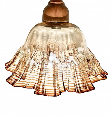 Glass chandelier with pleated edge by Mazzega, 1970s