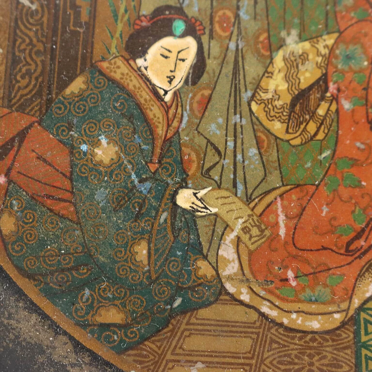 Vassoio in papier maché con decoro di gusto orientale, fine '800 5