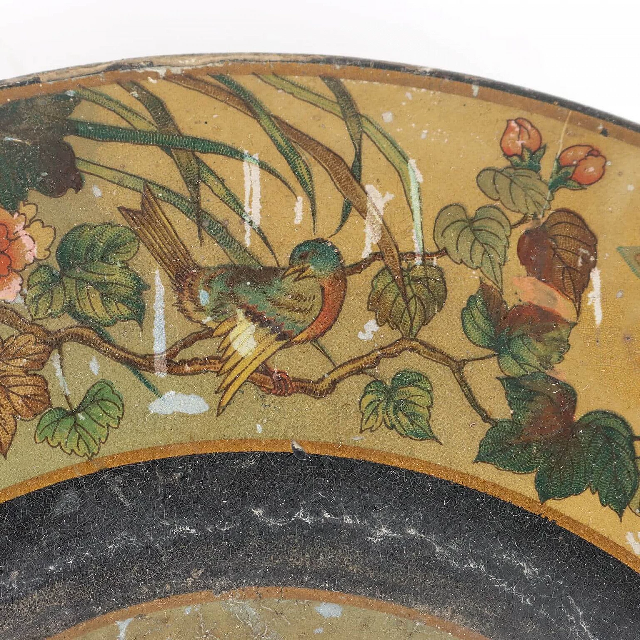 Vassoio in papier maché con decoro di gusto orientale, fine '800 6