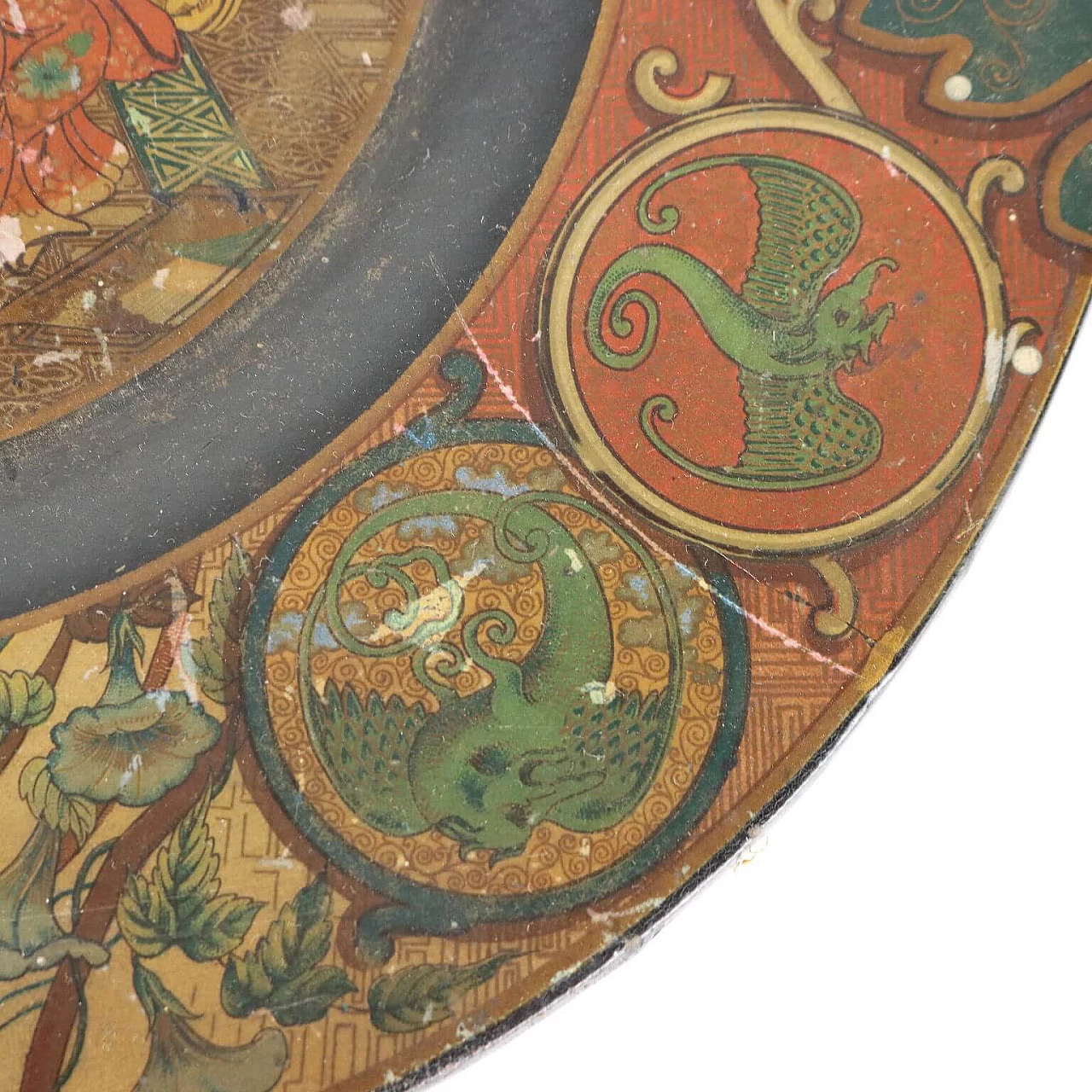 Vassoio in papier maché con decoro di gusto orientale, fine '800 7