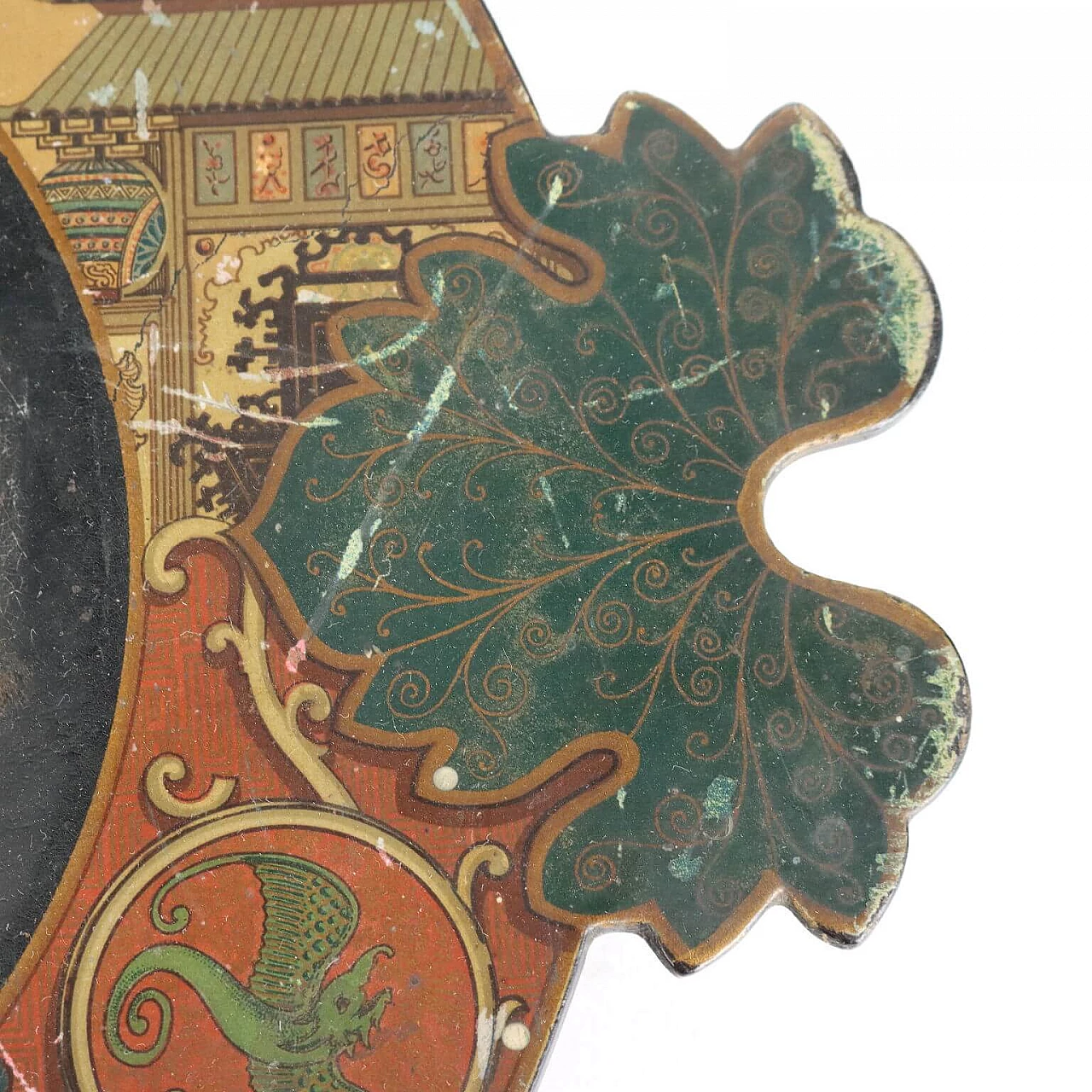 Vassoio in papier maché con decoro di gusto orientale, fine '800 8