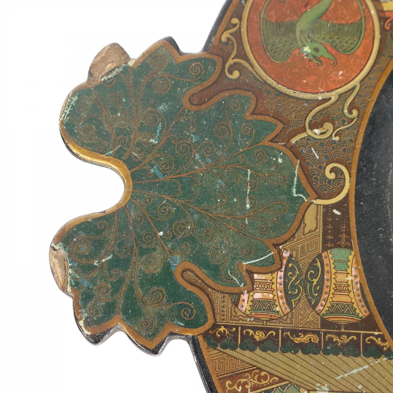 Vassoio in papier maché con decoro di gusto orientale, fine '800 9