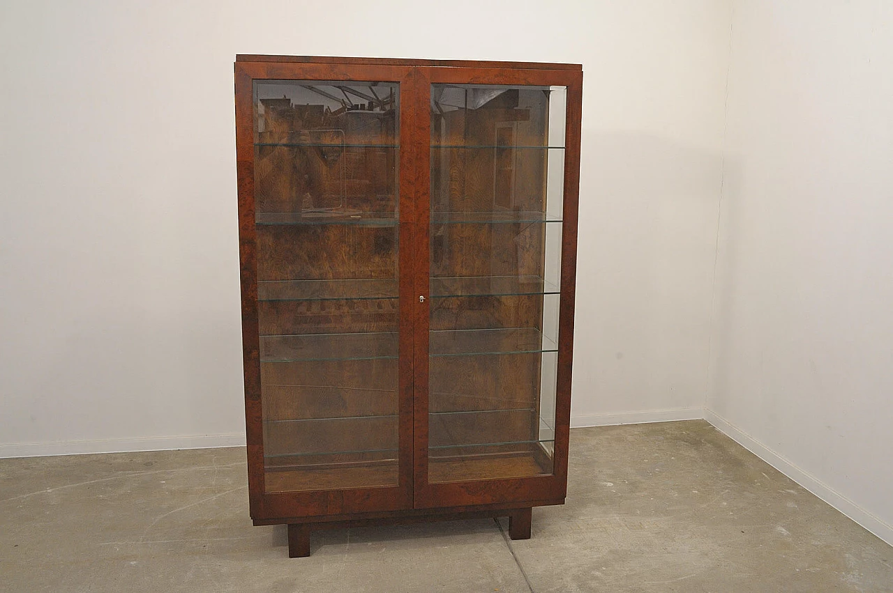 Vetrina Art Déco cecoslovacca in noce, anni '30 2
