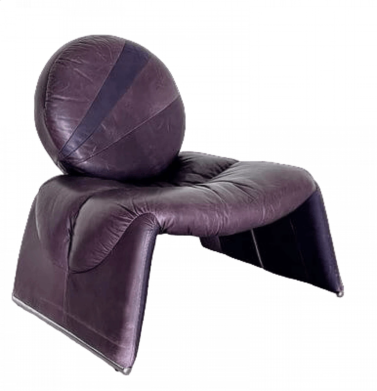 P35 purple leather armchair by Vittorio Introini for Saporiti, 1980s 15