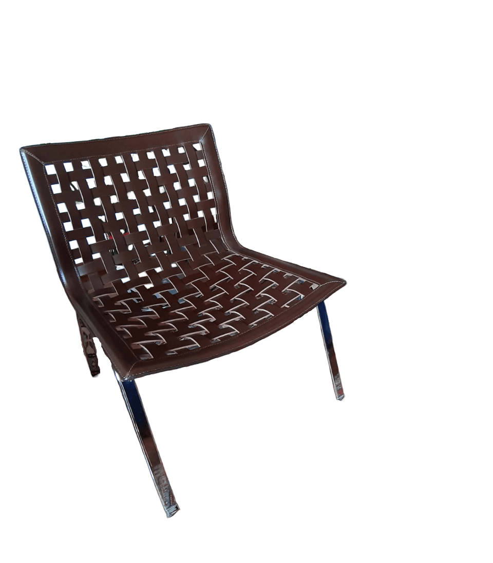 Pair of Net W steel and leather armchair by Giancarlo Vegni for