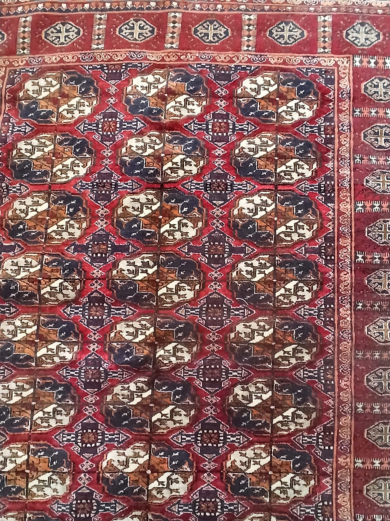 Cotton and wool Bukara rug, early 20th century 3