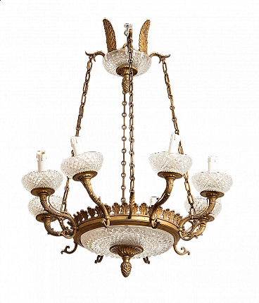 French Napoleon III gilded bronze and crystal chandelier, 19th century
