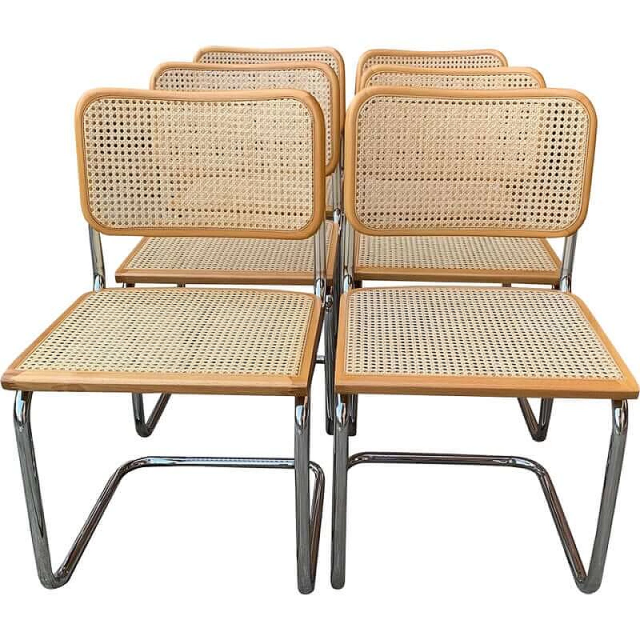 6 B32 Cesca chairs by Marcel Breuer, 1970s 4
