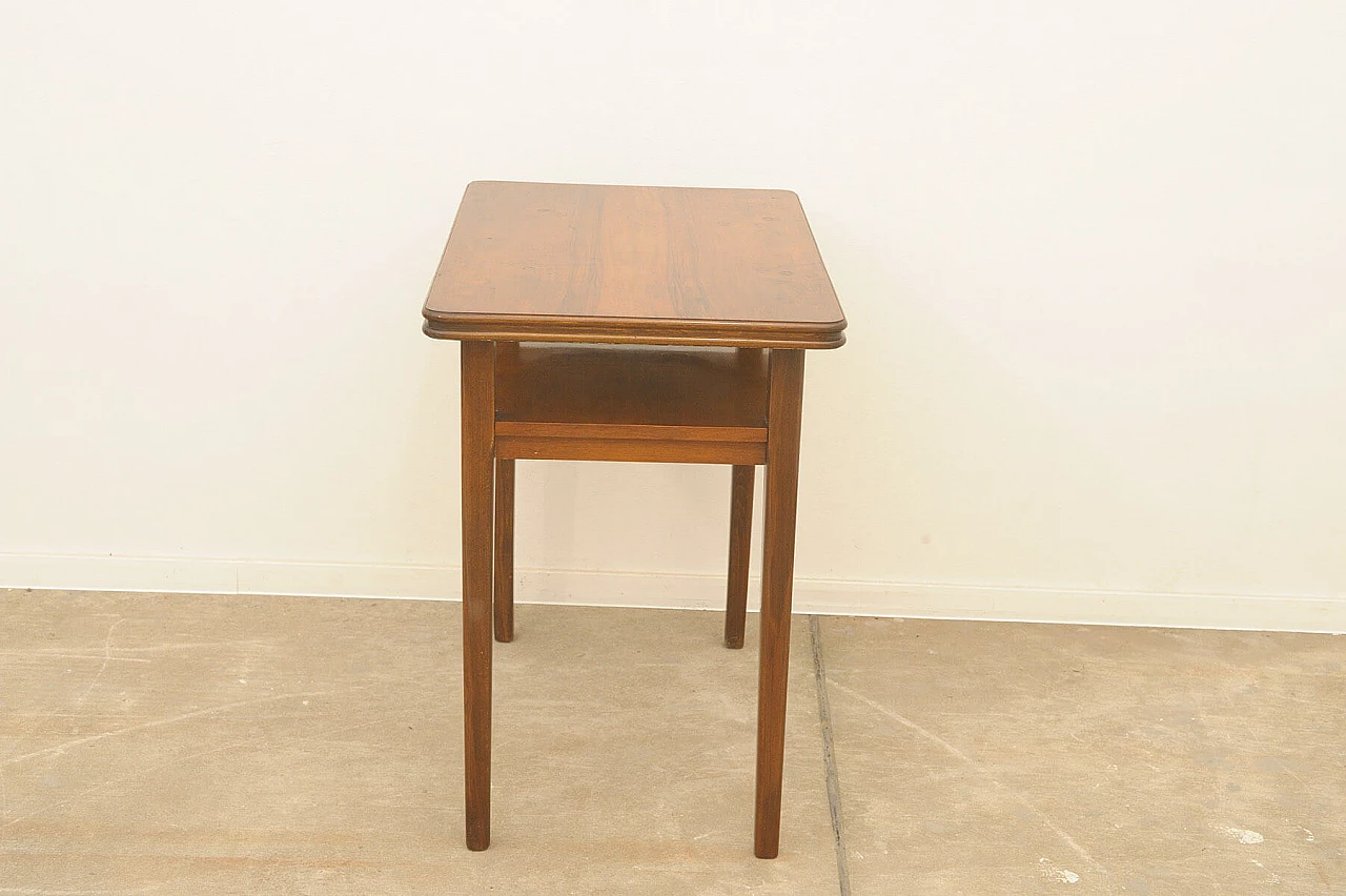 Czechoslovakian walnut coffee table with double shelf, 1950s 7