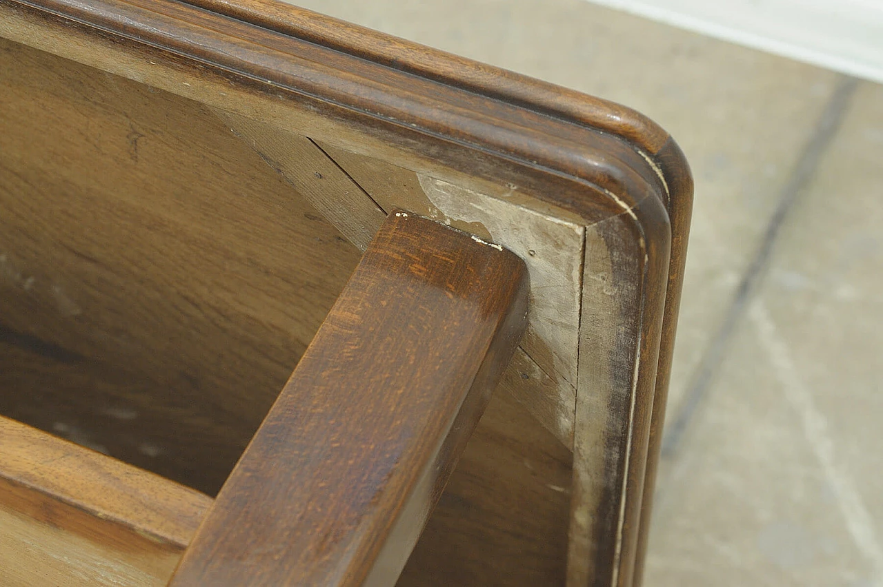 Czechoslovakian walnut coffee table with double shelf, 1950s 13