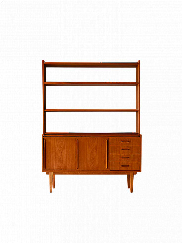 Swedish wood bookcase with pull-out desk, 1960s