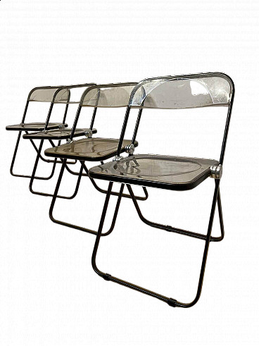 4 Plia folding chairs by Giancarlo Piretti for Anonima Castelli, 1970s