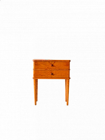 Scandinavian briar-root bedside table with two drawers, 1960s