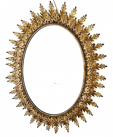 Specchio modello Sunburst in ferro dorato, anni '60
